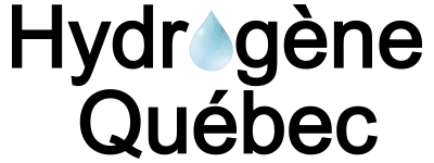 Logo with the words "Hydrogène Québec"; the letter "o" is replaced by a blue water droplet, highlighting its connection to Regional Affiliates.